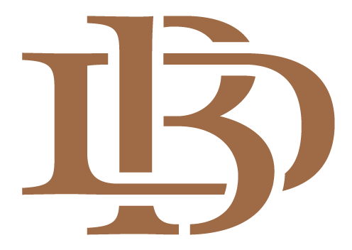 Brown logo with a stylised 'BD' design on a white background